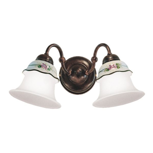 Handbemalte vintage wandlampe aus eisen, glas und keramik - ferrara