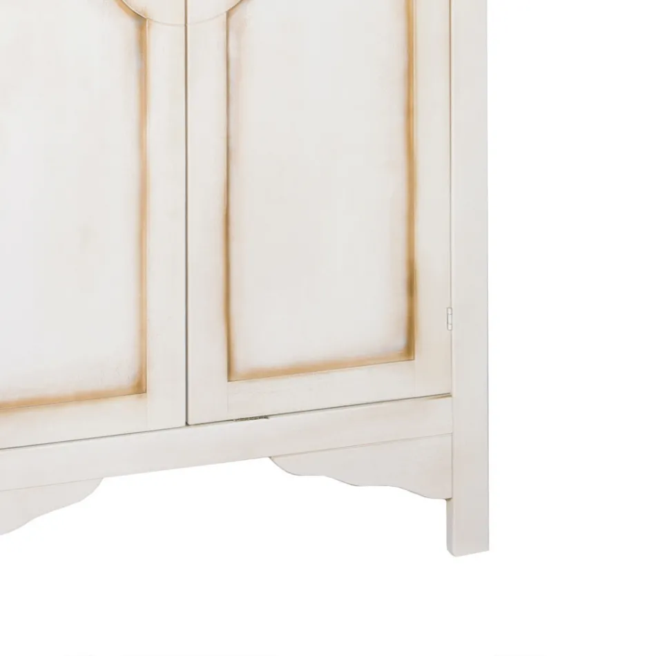 Kleiderschrank aus patiniertem weißem Holz mit 2 Türen, hergestellt in Italien – Agni Viadurini