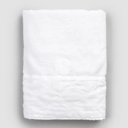 Weißes Baumwollfrottee-Gesichtshandtuch mit geometrischem Dekor – Gimmy Viadurini