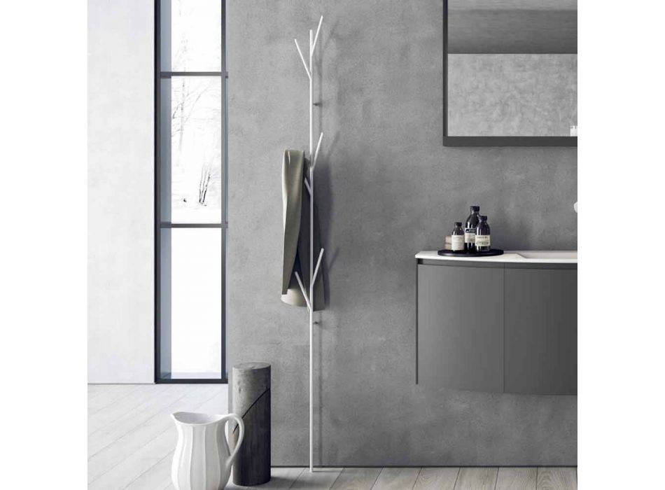 Modern Design Bodengarderobe in Weiß oder Chrom Metall - Kottac Viadurini
