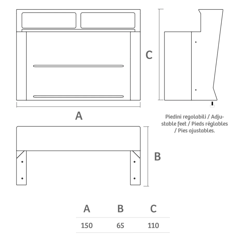 Leuchtende Bartheke mit Organizer-Zubehör und Flaschenhalter - Bericht Viadurini