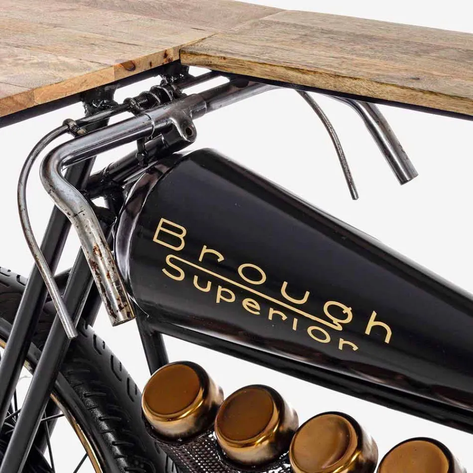 Konsolenbar mit modernem Design aus Mangoholz und Stahl - Schalotte Viadurini