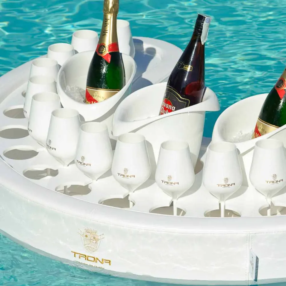 Swim-up-Bar Trona Kunstleder weiß nautische und Plexiglas Viadurini