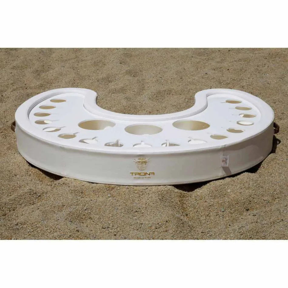 Trona schwimmende Bar in weißem nautischen Öko-Leder und Plexiglas Viadurini