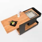 Modernes mobiles Bar-on-Wheels-Design mit Tisch aus Holz und Stahl - Giancalliope Viadurini