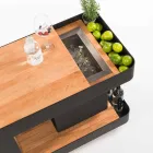 Modernes mobiles Bar-on-Wheels-Design mit Tisch aus Holz und Stahl - Giancalliope Viadurini