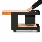 Modernes mobiles Bar-on-Wheels-Design mit Tisch aus Holz und Stahl - Giancalliope Viadurini