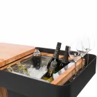 Modernes mobiles Bar-on-Wheels-Design mit Tisch aus Holz und Stahl - Giancalliope Viadurini