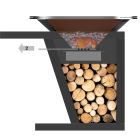 Barbecue mit Feuerbetrieb, Kochplatte und Holzhalterung - Giorgione Viadurini