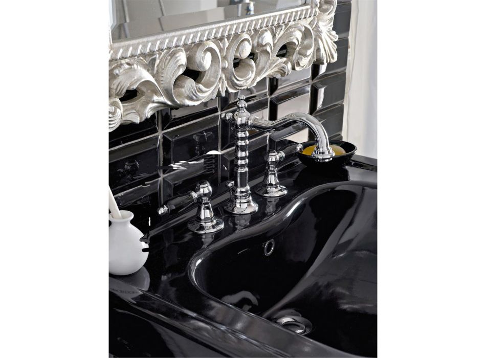 3-Loch-Waschtischarmatur mit Messingablauf im klassischen handgefertigten Stil – Noriana Viadurini