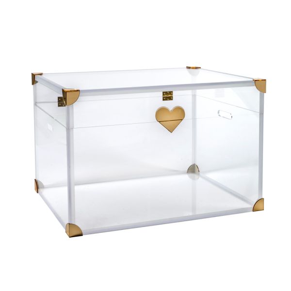 Aufbewahrungskoffer aus plexiglas mit goldenen details, hergestellt in italien - briseide