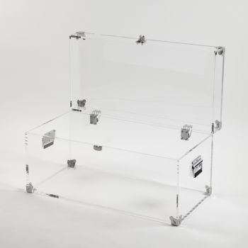 Design-Truhe aus transparentem Acrylglas und modernem Stahl - Dante