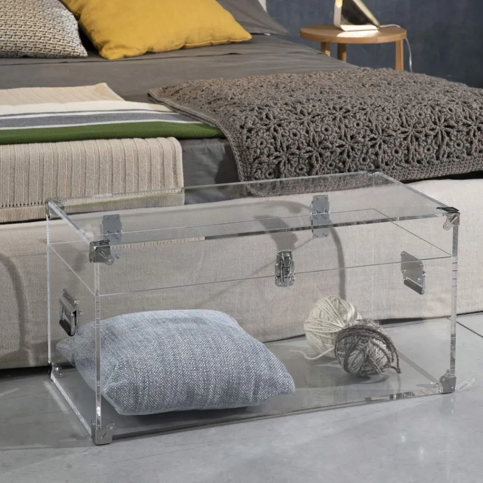 Design-Truhe aus transparentem Acrylglas und modernem Stahl - Dante Viadurini