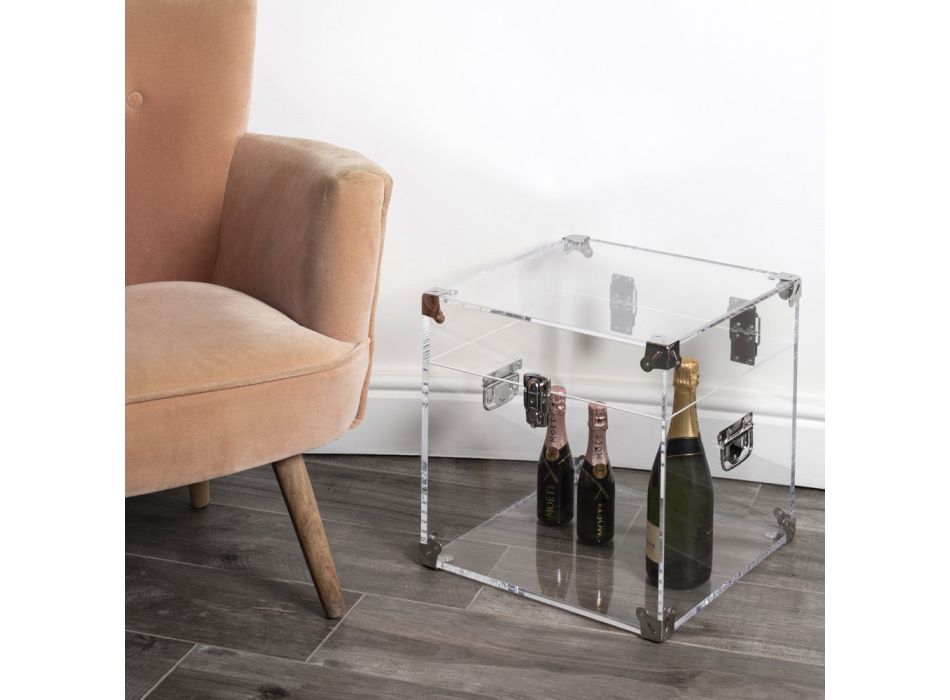 Koffer aus transparentem oder geräuchertem Acrylglas und modernem Stahl - Dante Viadurini