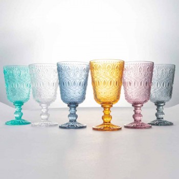 Bechergläser Wein oder Wasser in Glas mit Dekorationen, 12 Stück - Pizzotto