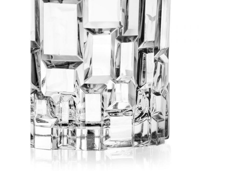 Niedrige Trinkgläser aus verziertem Ökologischem Kristall 12 Stück - Catania Viadurini