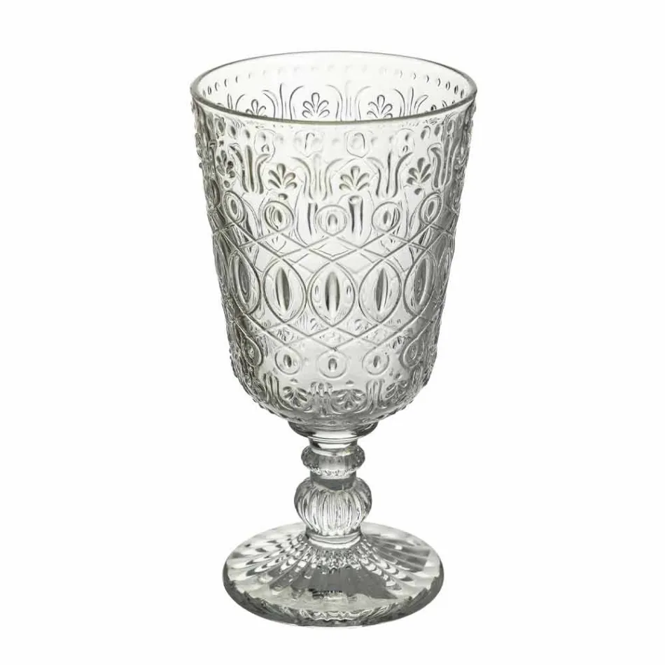 Transparente verzierte Glasweingläser 12 Designbecher - Marokkobisch Viadurini