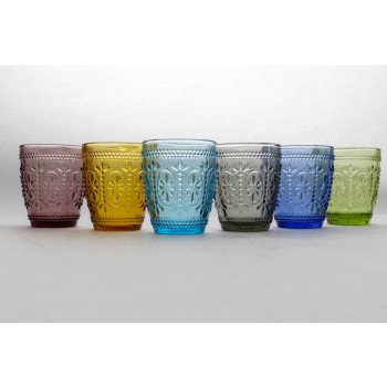 Dekorierte und farbige Gläser Wasserset 6 Stück - Pastell-Palazzo