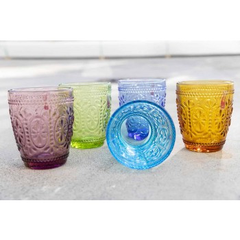 Dekorierte und farbige Gläser Wasserset 6 Stück - Pastell-Palazzo