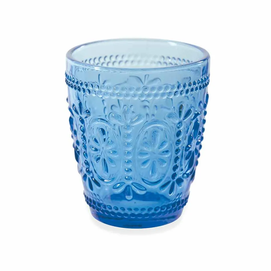 Dekorierte und farbige Gläser Wasserset 6 Stück - Pastell-Palazzo Viadurini