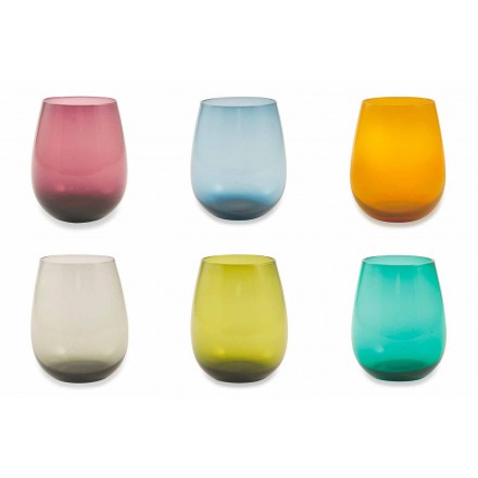 Farbige Glasbecher für Wasser Moderner Service von 6 Stück - Aperi Viadurini