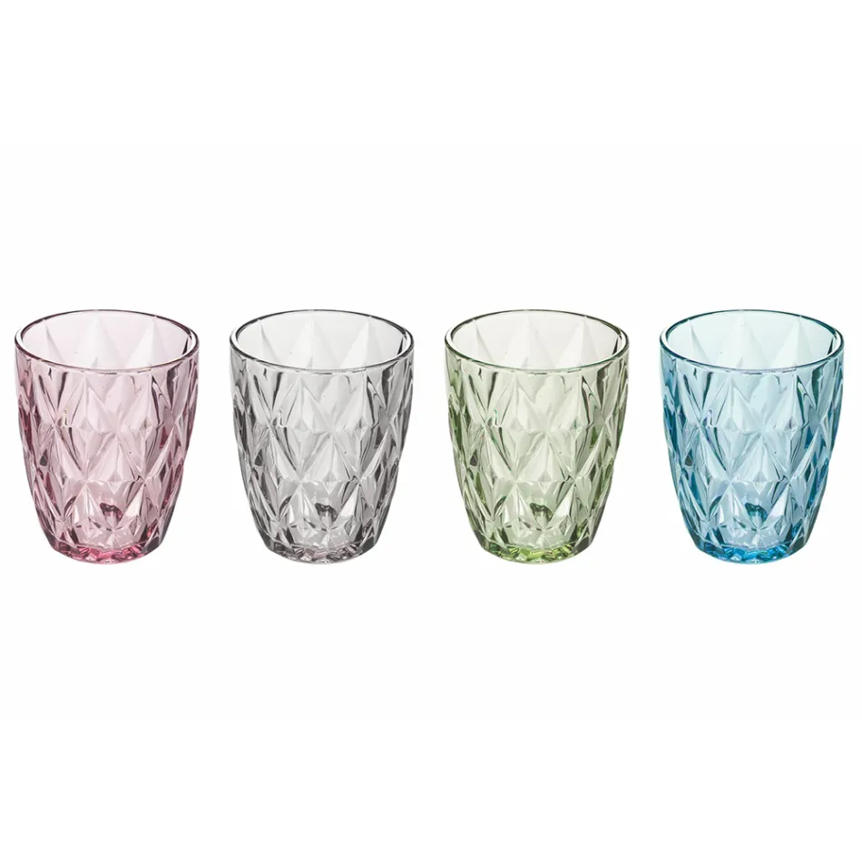 Glaswassergläser Farbiges Service 12-teilig - Renaissance Viadurini