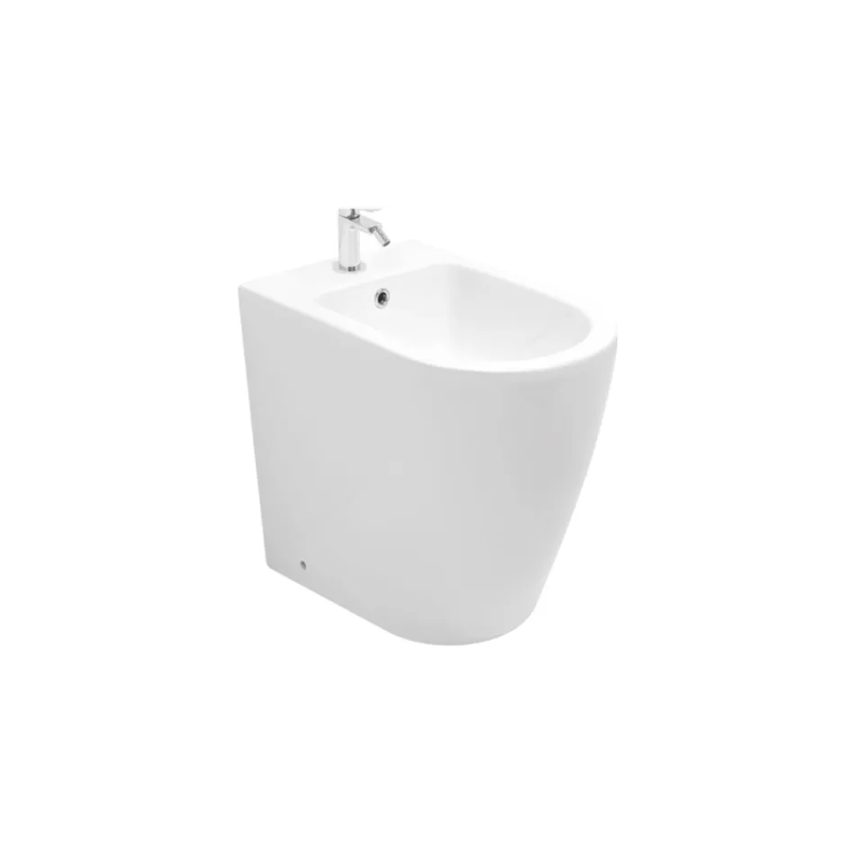 Standbidet mit einem Loch und randloser Technologie in weißer Keramik - Oleandro  Viadurini