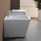 Bodenbidet mit einem Hahnloch aus weißer Keramik in elegantem, modernem Design – Giunco Viadurini