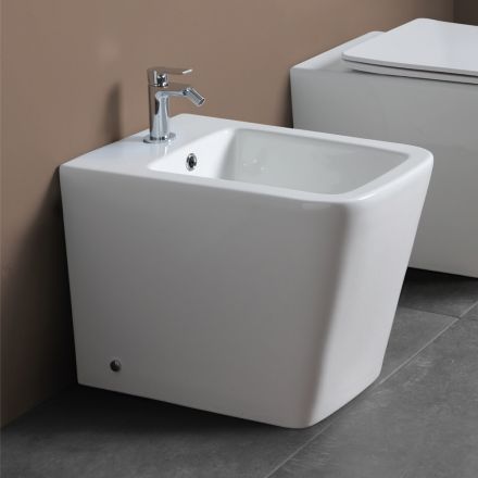 Bodenbidet mit einem Hahnloch aus weißer Keramik in elegantem, modernem Design – Giunco Viadurini