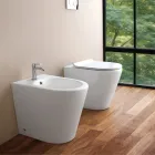 Standbidet mit einem Hahnloch aus weißer Keramik in modernem Design – Ginepro Viadurini