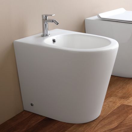 Standbidet mit einem Hahnloch aus weißer Keramik in modernem Design – Ginepro Viadurini