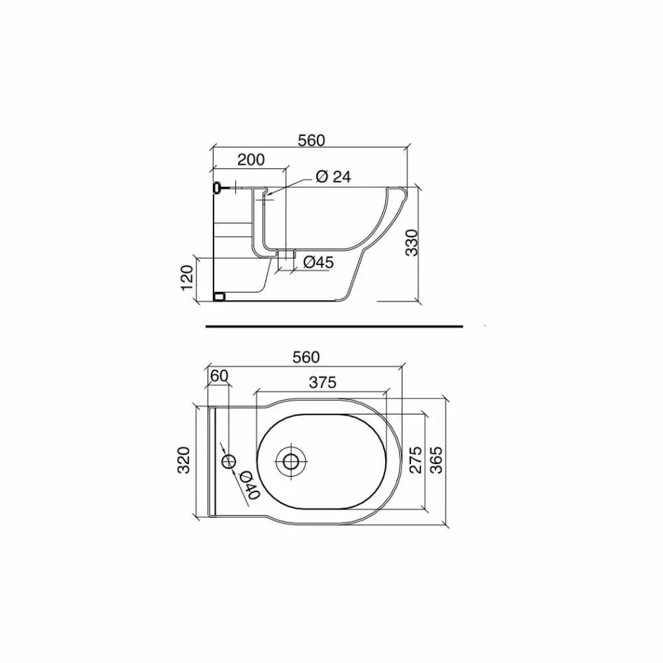 Klassisches Einloch-Bidet aus weißer Keramik Made in Italy - Marwa Viadurini
