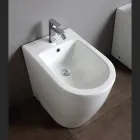 Einloch-Bidet mit versetztem Ablauf aus Keramik in modernem Design - Oleandro  Viadurini