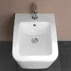Wandhängendes Bidet mit einem Hahnloch aus weißer Keramik in elegantem, modernem Design – Giunco Viadurini
