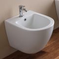 Wandhängendes Bidet mit einem Hahnloch aus weißer Keramik in modernem Design – Ginepro