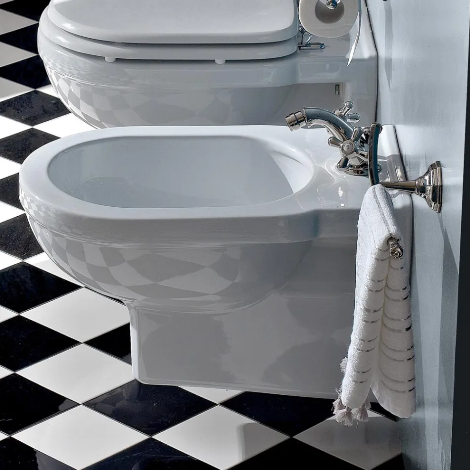 Klassisches Einloch-Bidet aus weißer Keramik Made in Italy - Marwa Viadurini