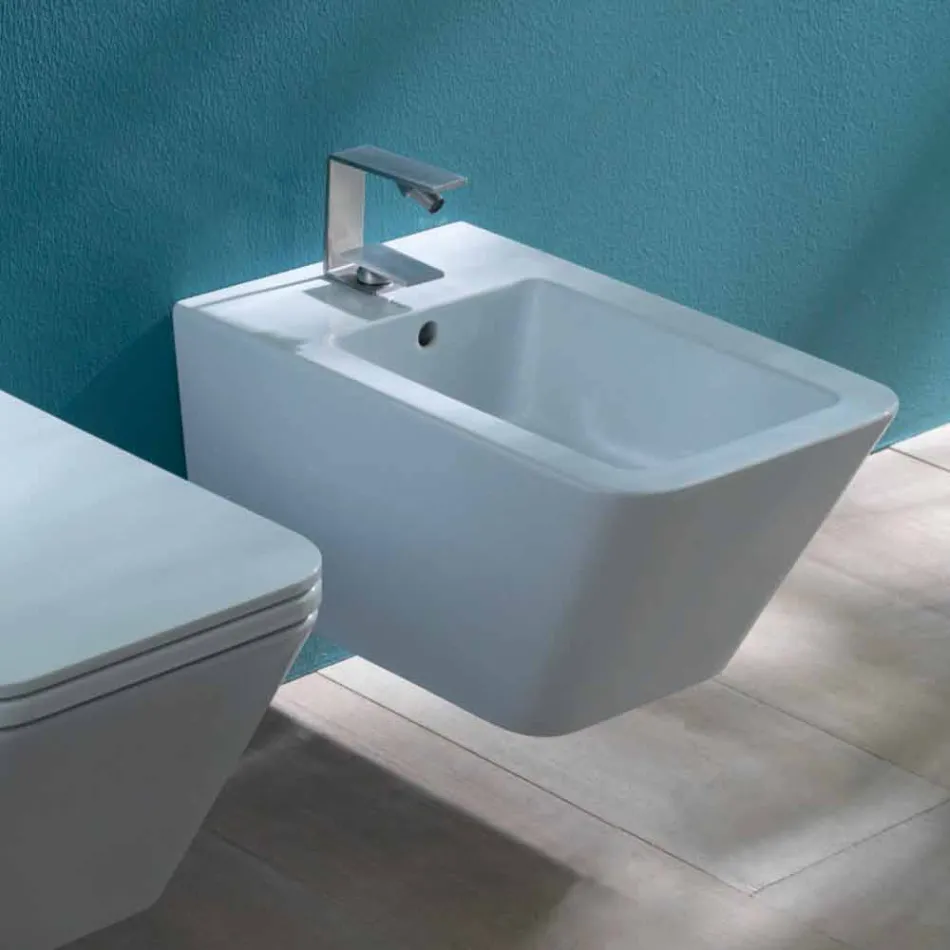 Design suspendiert Keramik Bidet Sun Square 55x35cm, hergestellt in Italien Viadurini