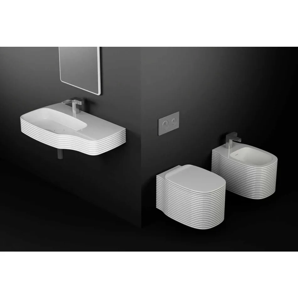 Hängendes Keramik-Bidet in modernem Design, hergestellt in Italien, Hamlet Viadurini