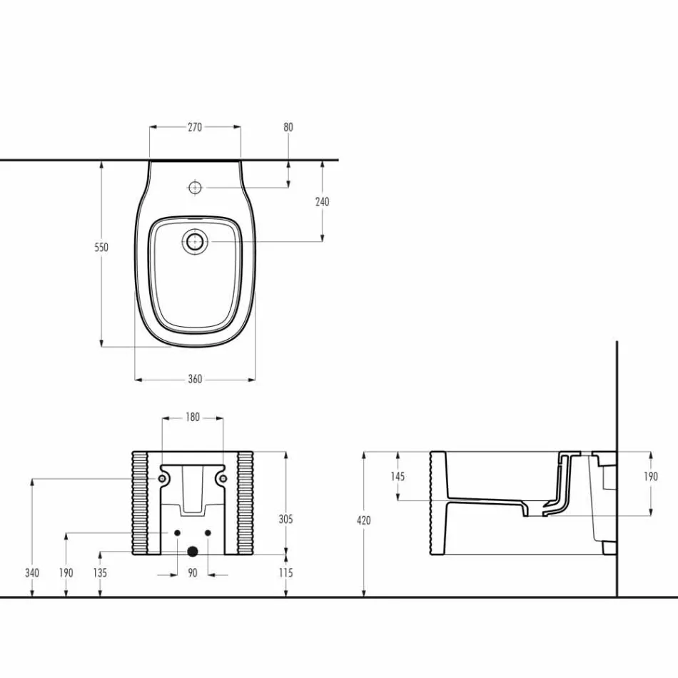 Hängendes Keramik-Bidet in modernem Design, hergestellt in Italien, Hamlet Viadurini