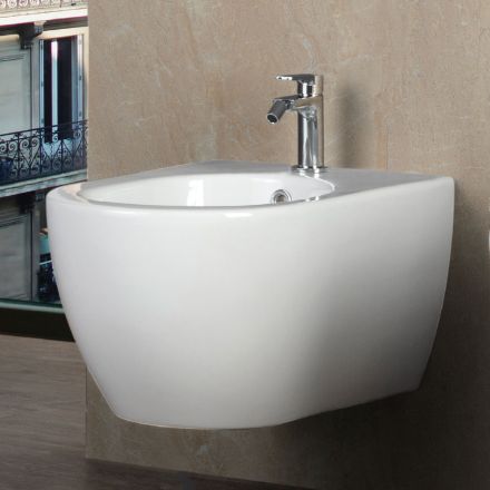 Aster – Wandhängendes Bidet aus robuster, weißer Keramik mit modernem Design Viadurini