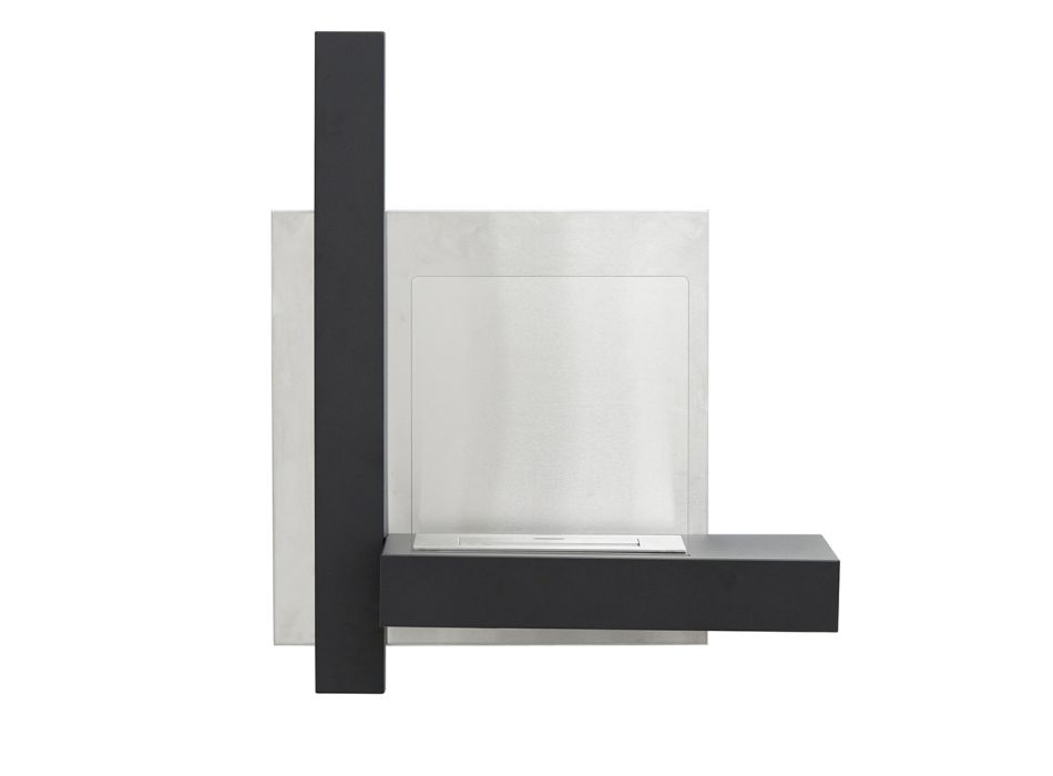 Wand-Bioethanol-Bio-Kamin aus schwarzem Metall und gehärtetem Glas - Martin Viadurini