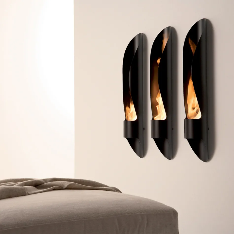 Wand-Bio-Kamin aus röhrenförmigem und modernem Design aus schwarzem Stahl - Jackson Viadurini