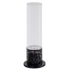 Zylindrischer Tisch-Biokamin aus gehärtetem Glas und schwarzem Metall – Ringo Viadurini