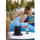 Zylindrischer Tisch-Biokamin aus gehärtetem Glas und schwarzem Metall – Ringo Viadurini