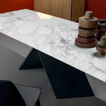 Bonaldo Axe flacher Designtisch aus Keramik Metallsockel aus Italien