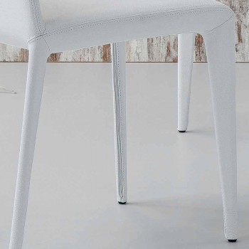Bonaldo Filly gepolsterter Designstuhl aus weißem Leder, hergestellt in Italien