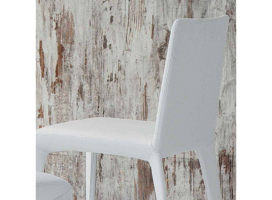Bonaldo Filly gepolsterter Designstuhl aus weißem Leder, hergestellt in Italien Viadurini