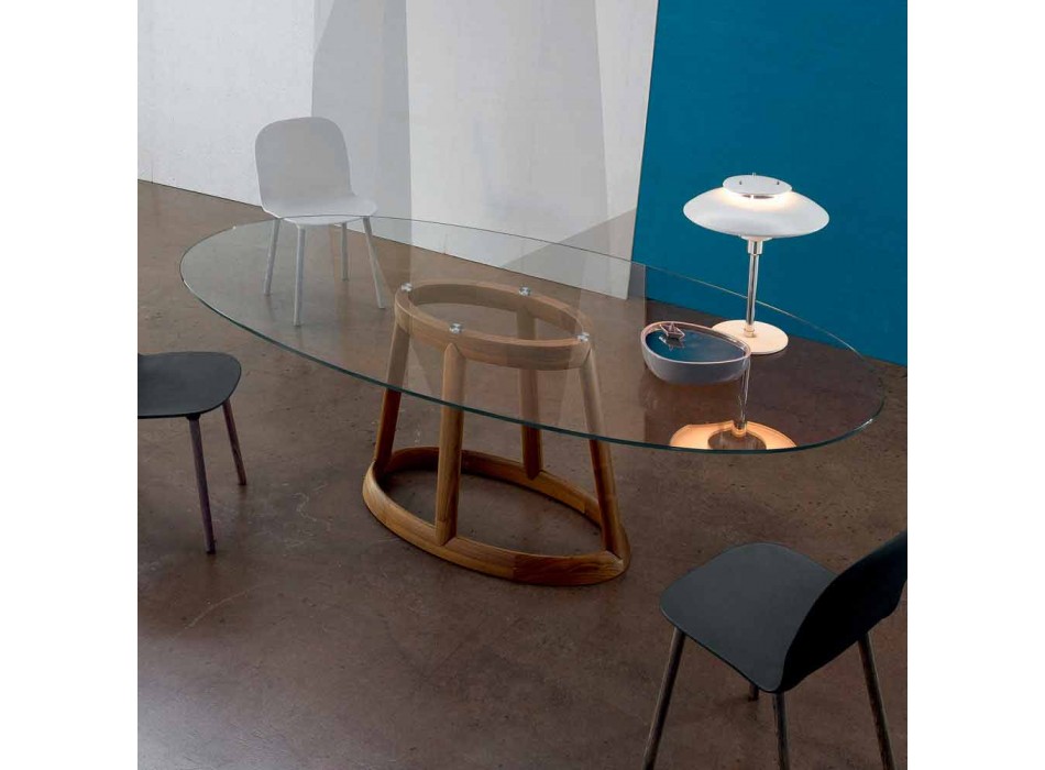 Bonaldo Greeny ovaler Tisch in Kristall und Holz Design Made in Italy