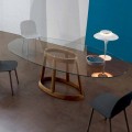 Bonaldo Greeny ovaler Tisch aus Kristall und Holz,Design made in Italy