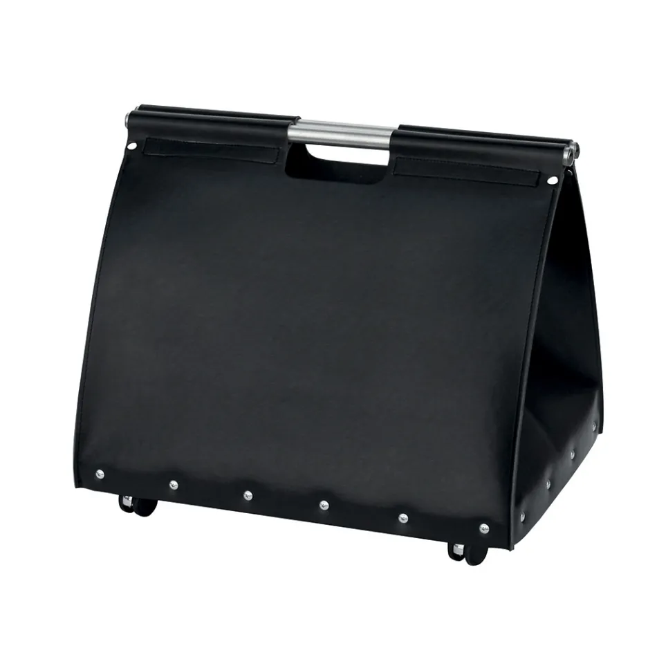 Brennholztasche aus Öko-Leder mit Rollen, hergestellt in Italien – Schnecke Viadurini